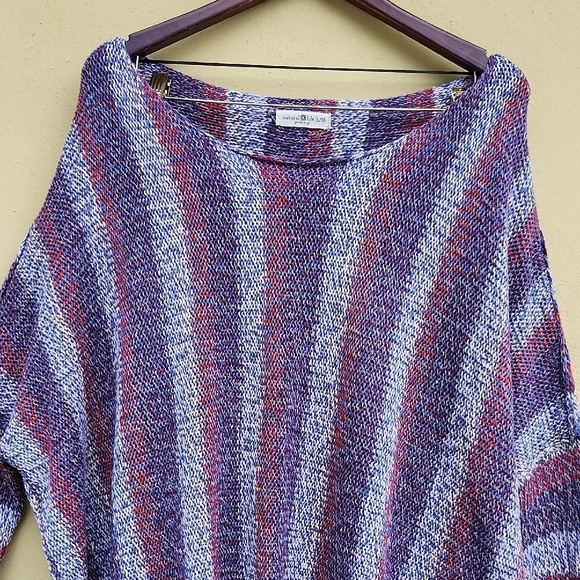NATURAL LIFE Purple and Gray Striped Fringe Sweater - Picture 5 of 11